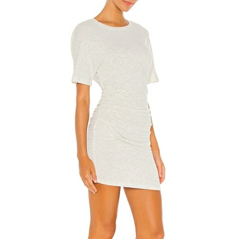 Monrow Shirred Waist Mini Dress‎ Ash Gray Small - Picture 2 of 11